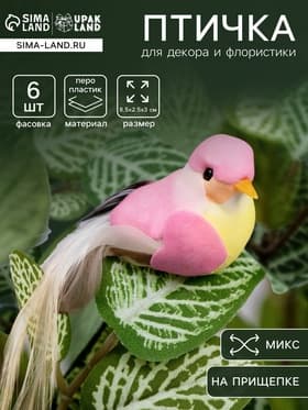 Декор на прищепке «Птица», МИКС, 8.5×2, 5×3 см