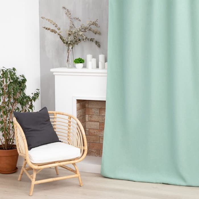 Штора портьерная «Этель. Структурная», 250×265 см, светло-зелёная