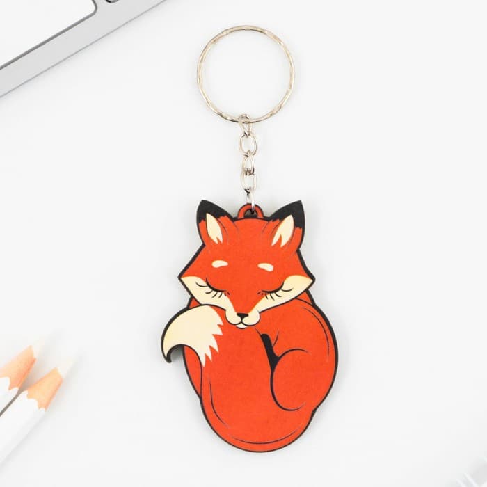 Брелок для ключей деревянный «Лиса», 5×6 см