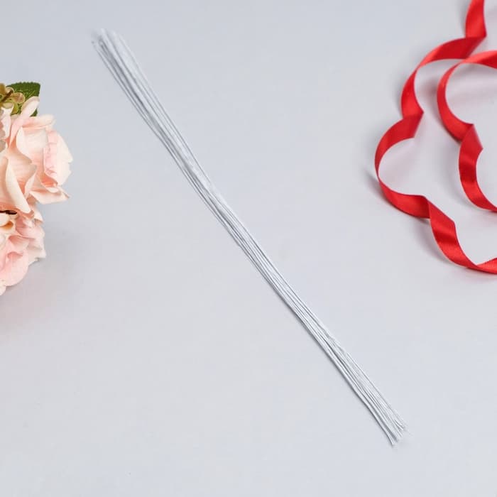 Флористическая проволока в бумажной оплётке «Белая», длина 36 см, 0.9 мм, набор 20 шт.