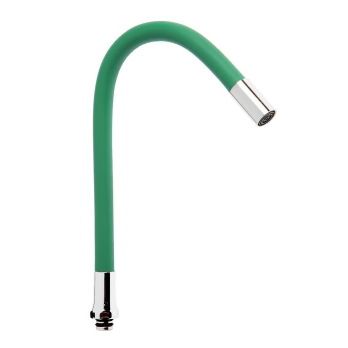 Излив для смесителя ZEIN, 3/4", гибкий, силикон, нержавеющая&nbsp;сталь, 50 см, сетка пластик, зеленый