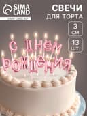 Свечи для торта «С Днём Рождения», розовые