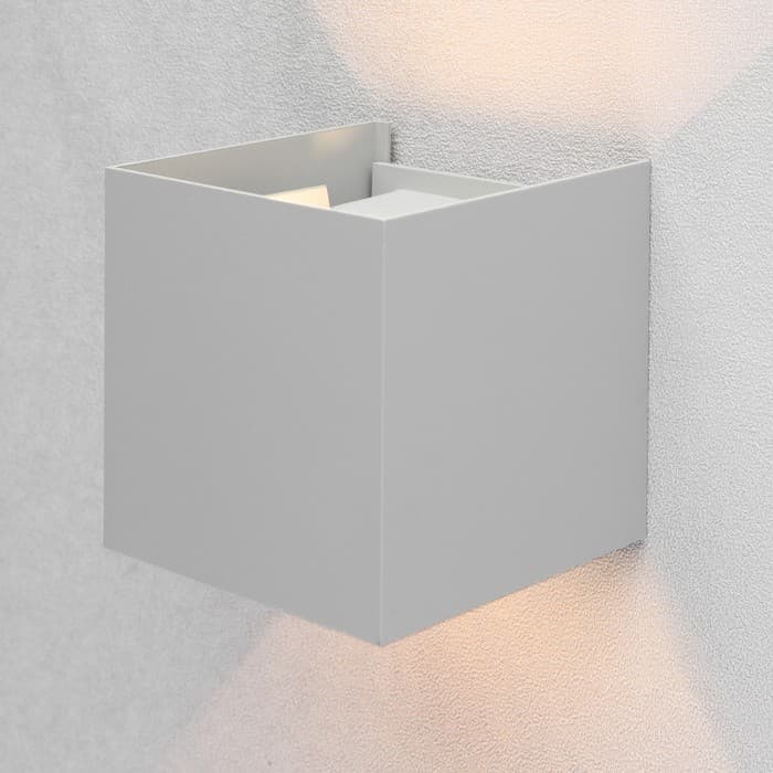 Светильник светодиодный настенный, 6 Вт, 450 Лм, 3000К, IP54, 220 В, металлический корпус, серый, свечение тёплое белое