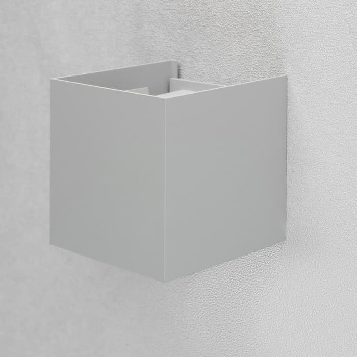 Светильник светодиодный настенный, 6 Вт, 450 Лм, 3000К, IP54, 220 В, металлический корпус, серый, свечение тёплое белое