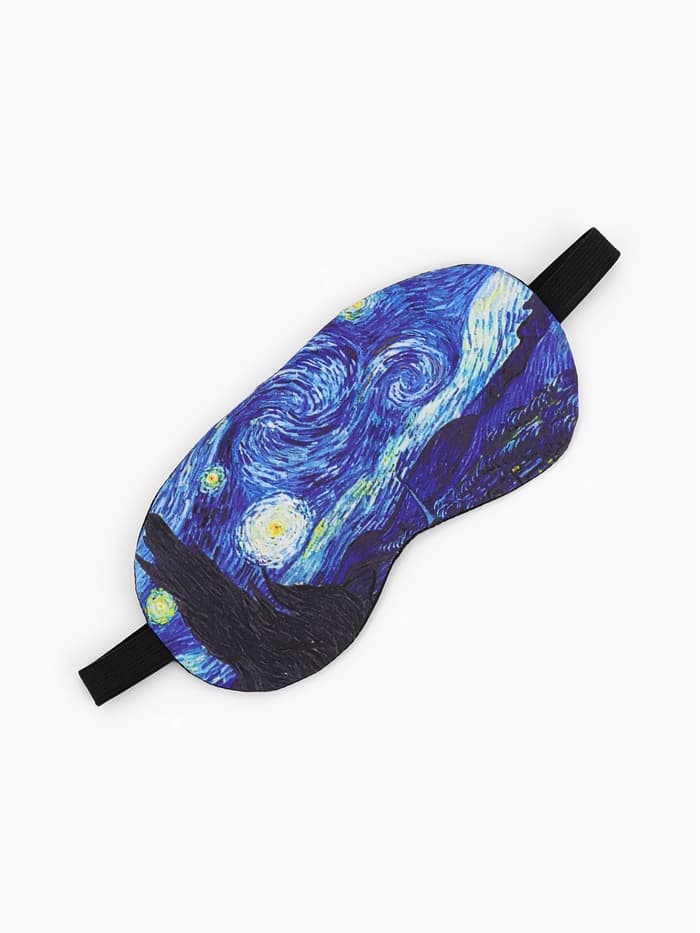 Маска для сна с гелевым вкладышем «Ван Гог», 19×10 см, резинка одинарная, синяя