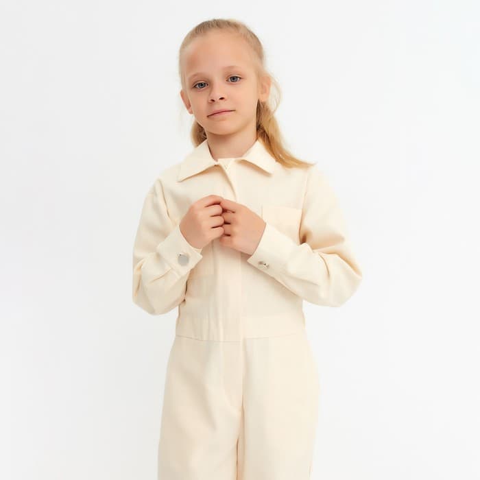 Комбинезон для девочки MINAKU: Casual collection KIDS, бежевый, рост 122 см