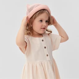 Платье для девочки MINAKU: Cotton Collection, однотонное, бежевое, рост 98-104 см