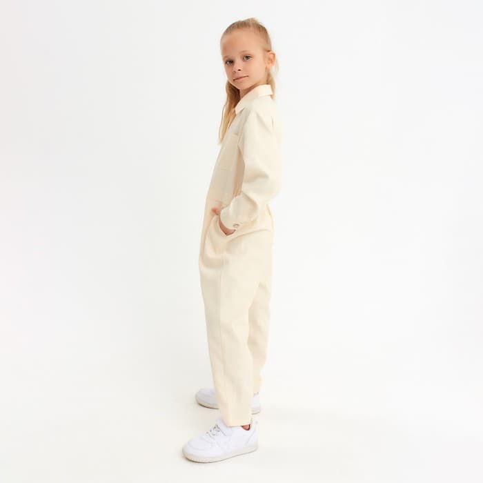 Комбинезон для девочки MINAKU: Casual collection KIDS, бежевый, рост 134 см