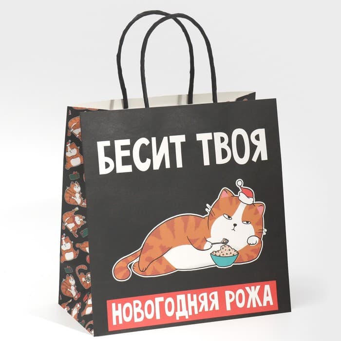 Пакет подарочный новогодний «Рожа», 22×22×11 см