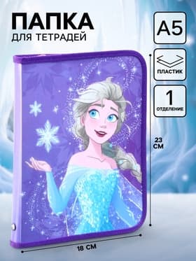 Папка пластиковая для тетрадей А5, на молнии, «Холодное сердце»