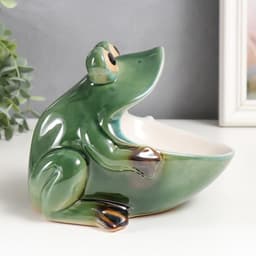 Фигурка - подставка для мелочей керамика «Лягушка», 15×14×17.5 см