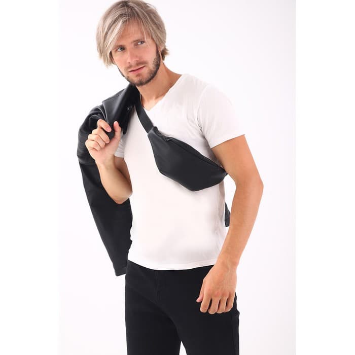 Сумка поясная TEXTURA на молнии, 30×5×12 см, синяя