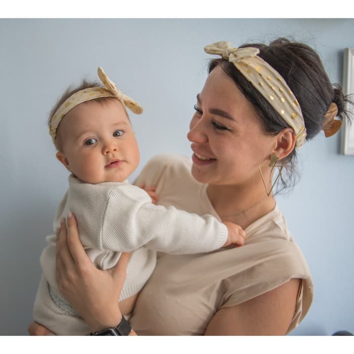 Повязка на голову для мамы и дочки Крошка Я «Family look» 2 шт., бежевый