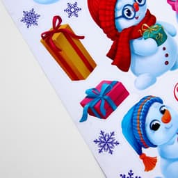Наклейки новогодние, интерьерные «Снеговички», 29.5×42 см