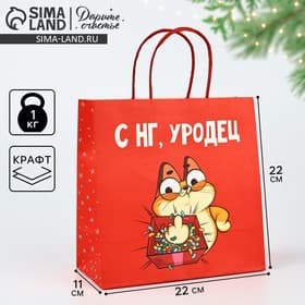 Пакет подарочный новогодний «Уродец», 22×22×11 см