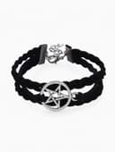 Браслет кожаный «Пентаграмма. Защита», L=17 см, чёрный в серебре