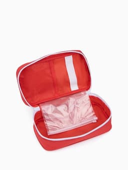 Косметичка-аптечка на молнии, на подкладке, с ручкой, красная
