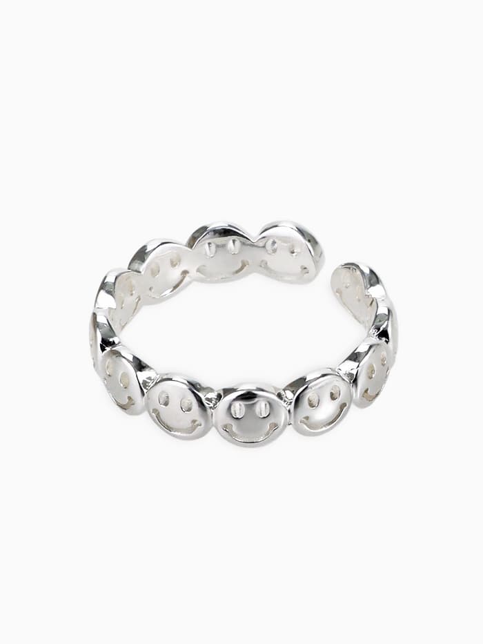 Кольцо «Тренд» смайлики, цвет серебро, безразмерное