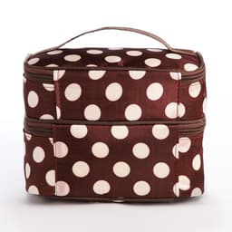 Косметичка дорожная на молнии с ручкой, с 2 отделами, с рисунком, коричневая