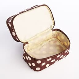 Косметичка дорожная на молнии с ручкой, с 2 отделами, с рисунком, коричневая