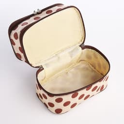 Косметичка дорожная на молнии с ручкой, с 2 отделами, с рисунком, бежевая