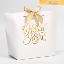 Пакет подарочный новогодний «С Новым годом», 19×20×9 см