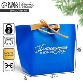 Пакет подарочный новогодний «Благополучия в Новом году», 19×20×9 см
