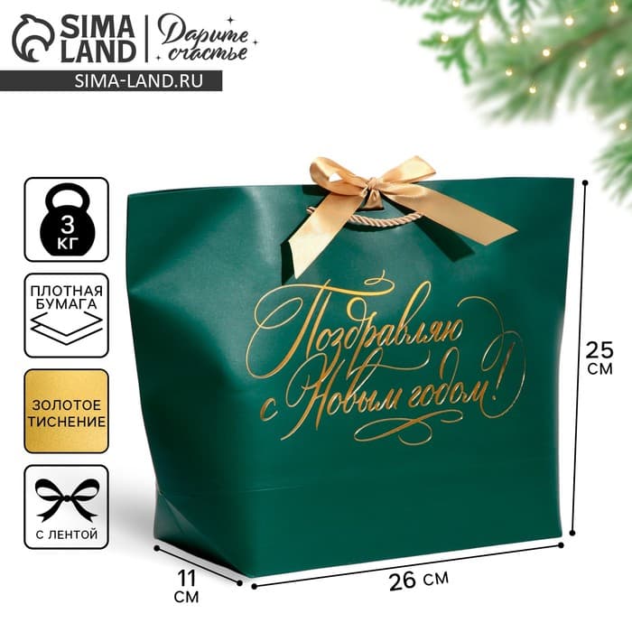 Пакет подарочный новогодний My congratters, 26×25×11 см