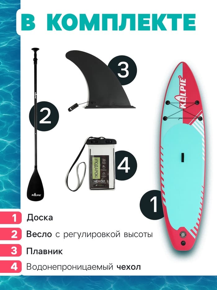 Сапборд надувной универсальный KELPIE, 10.8" 323×80×15 см