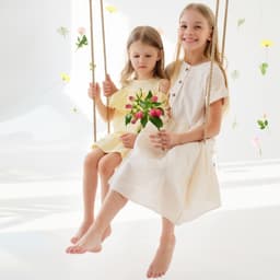 Платье для девочки MINAKU: Cotton Collection цвет бежевый, рост 122