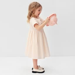Платье для девочки MINAKU: Cotton Collection цвет бежевый, рост 122