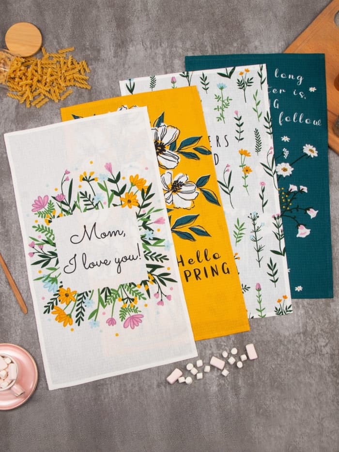 Набор кухонных полотенец «Доляна» Hello spring, 35×60 см -4 шт., 100% хлопок, вафля 160 г/м²