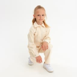 Комбинезон для девочки MINAKU: Casual collection KIDS, бежевый, рост 128 см