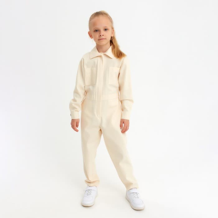 Комбинезон для девочки MINAKU: Casual collection KIDS, бежевый, рост 146 см