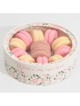 Коробка для макарун, кондитерская упаковка тубус с окном, «Цвети от счастья» 20×20×5 см