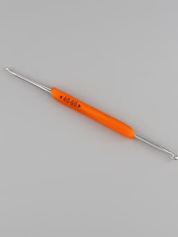 Крючок для вязания, двусторонний, с силиконовой ручкой, d=3/4 мм, 13.5 см, оранжевый
