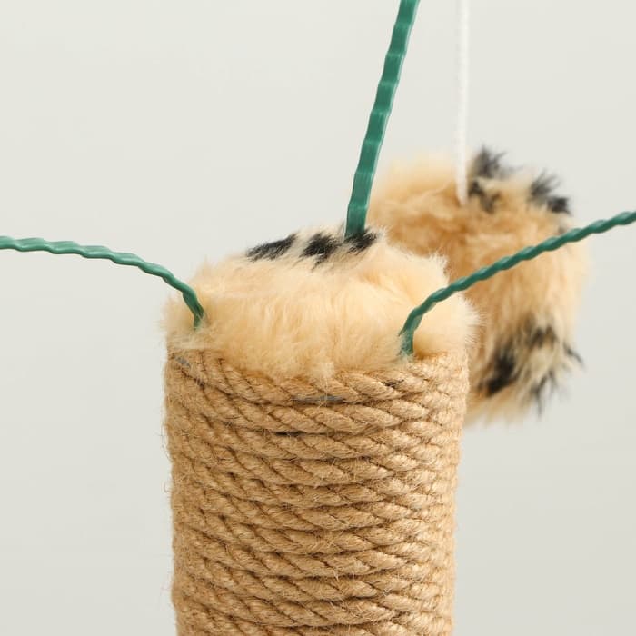 Когтеточка, 35×35×53 см, с тремя игрушками, бежевая