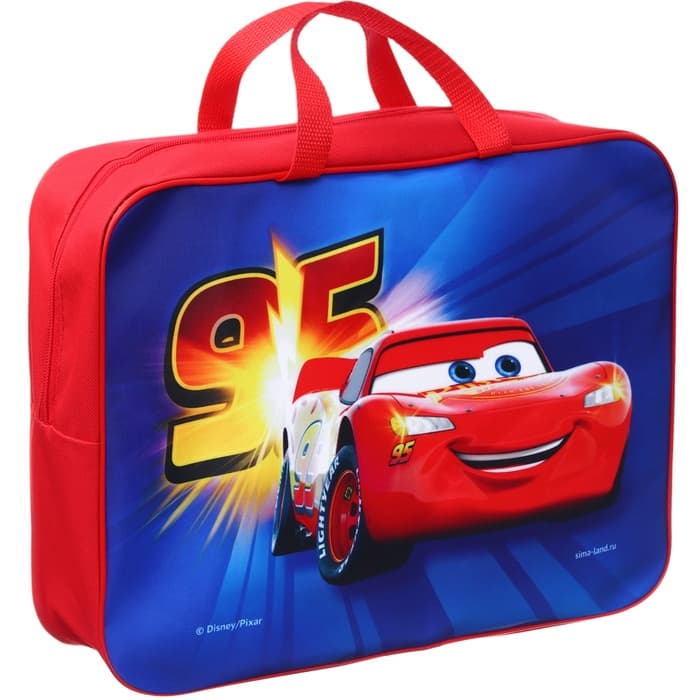 Папка с ручками текстильная А4, 35×27×10 см, «Тачки»