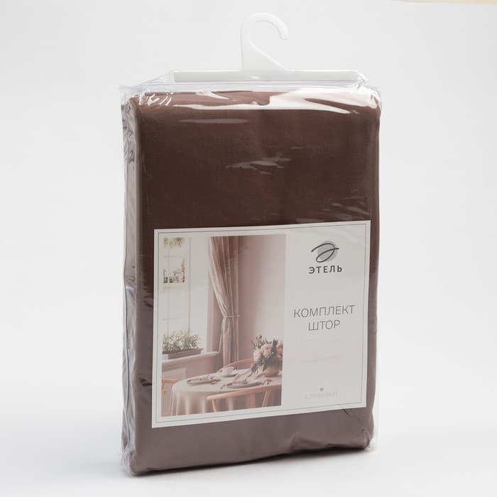 Шторы для кухни для кухни с подхватами «Этель» Kitchen, 150×180 см, комплект - 2 шт., коричневые