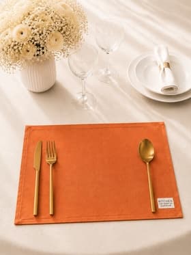 Салфетки сервировочные на стол «Этель» Kitchen, 30×40 см, набор 2 шт., 100% хлопок, саржа, оранжевые