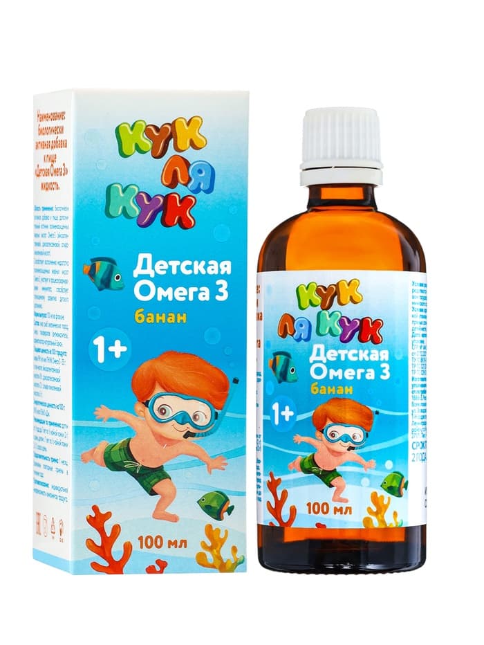 Детская Омега-3, «Кук Ля Кук», со вкусом банана, 100 мл