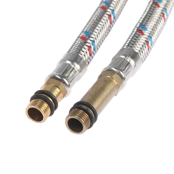 Подводка для смесителя ZEIN, гайка 1/2", штуцер М10, 80 см, ключ для монтажа, набор 2 шт.