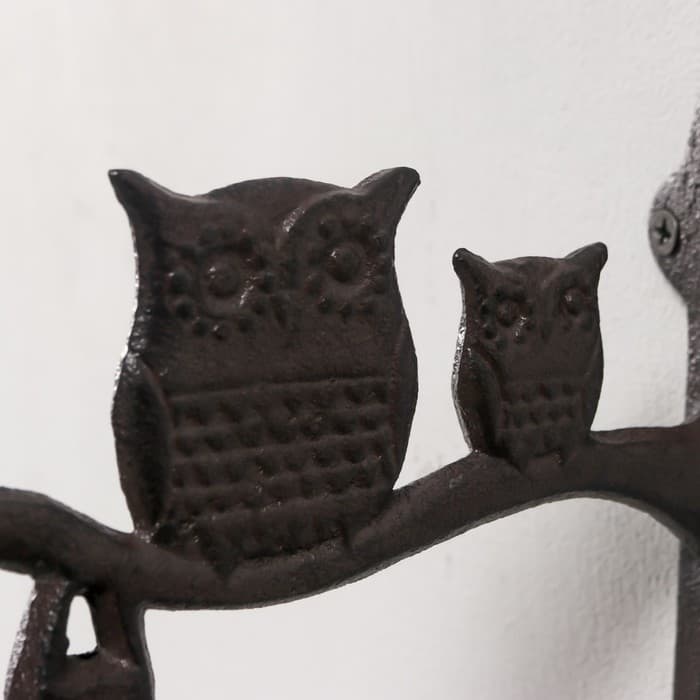 Колокол настенный чугун «Сова с совёнком на ветке», 20×10.5×17 см