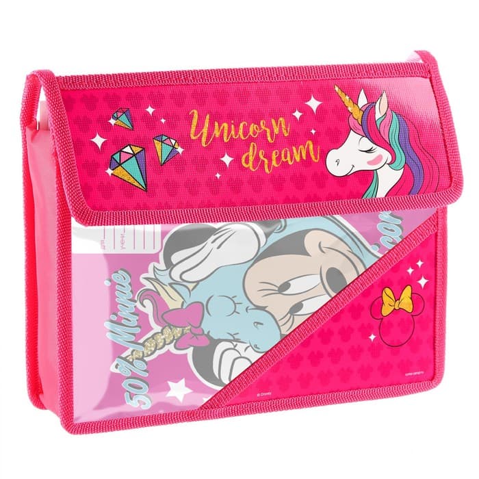 Папка для тетрадей А5, на липучке, пластик, «Минни Маус и единорог»