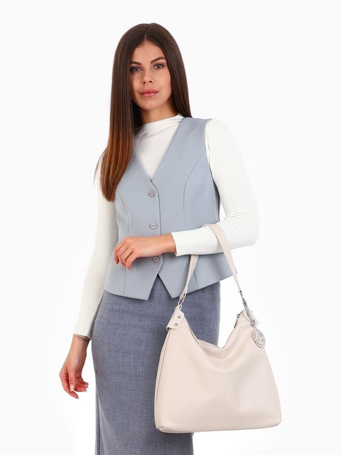 Сумка - мешок женская TEXTURA, на молнии, 32×11×32 см, бежевая