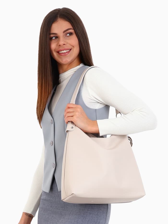 Сумка - мешок женская TEXTURA, на молнии, 32×11×32 см, бежевая