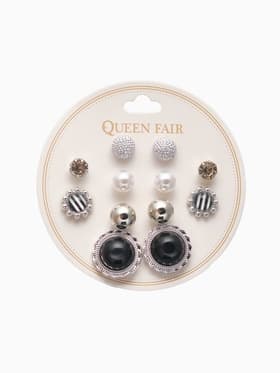 Пусеты 6 пар «Жемчужные», планеты, бело-синие в серебре