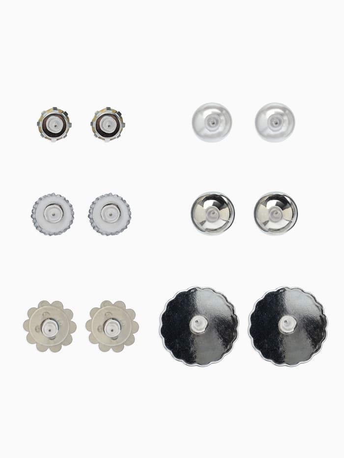 Пусеты 6 пар «Жемчужные», планеты, бело-синие в серебре