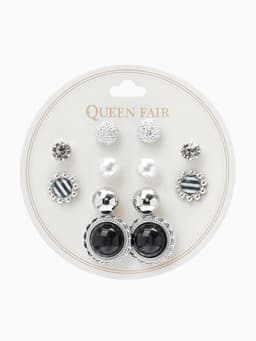 Пусеты 6 пар «Жемчужные», планеты, бело-синие в серебре