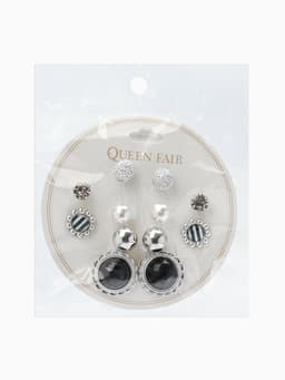 Пусеты 6 пар «Жемчужные», планеты, бело-синие в серебре